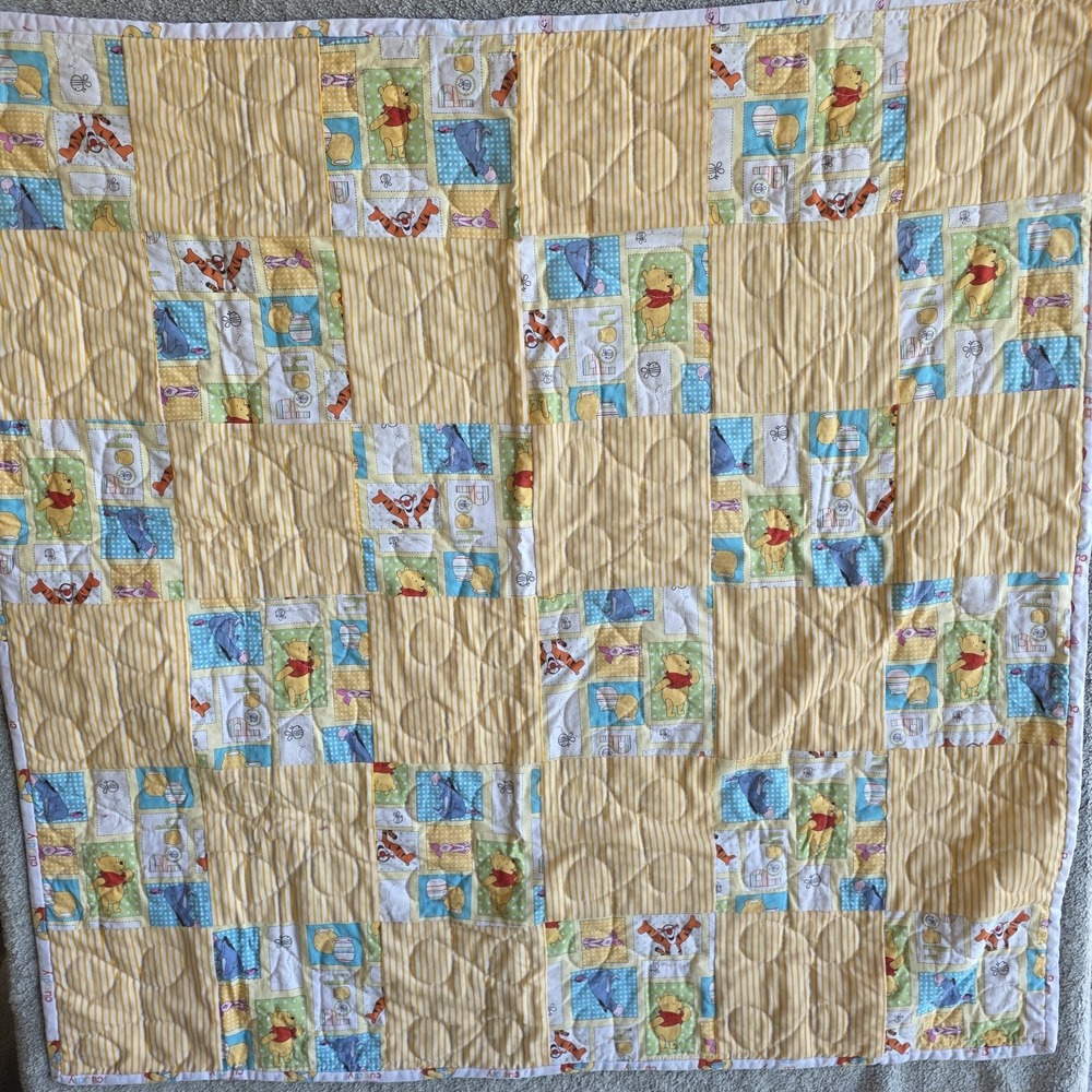 Handmade Winnie The Pooh Quilt 34x34" Toddler Child Blanket